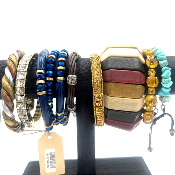 Bracelet Party 10 Various Styles Colors Materials Sizes Rhinestones to Leather - Picture 2 of 10